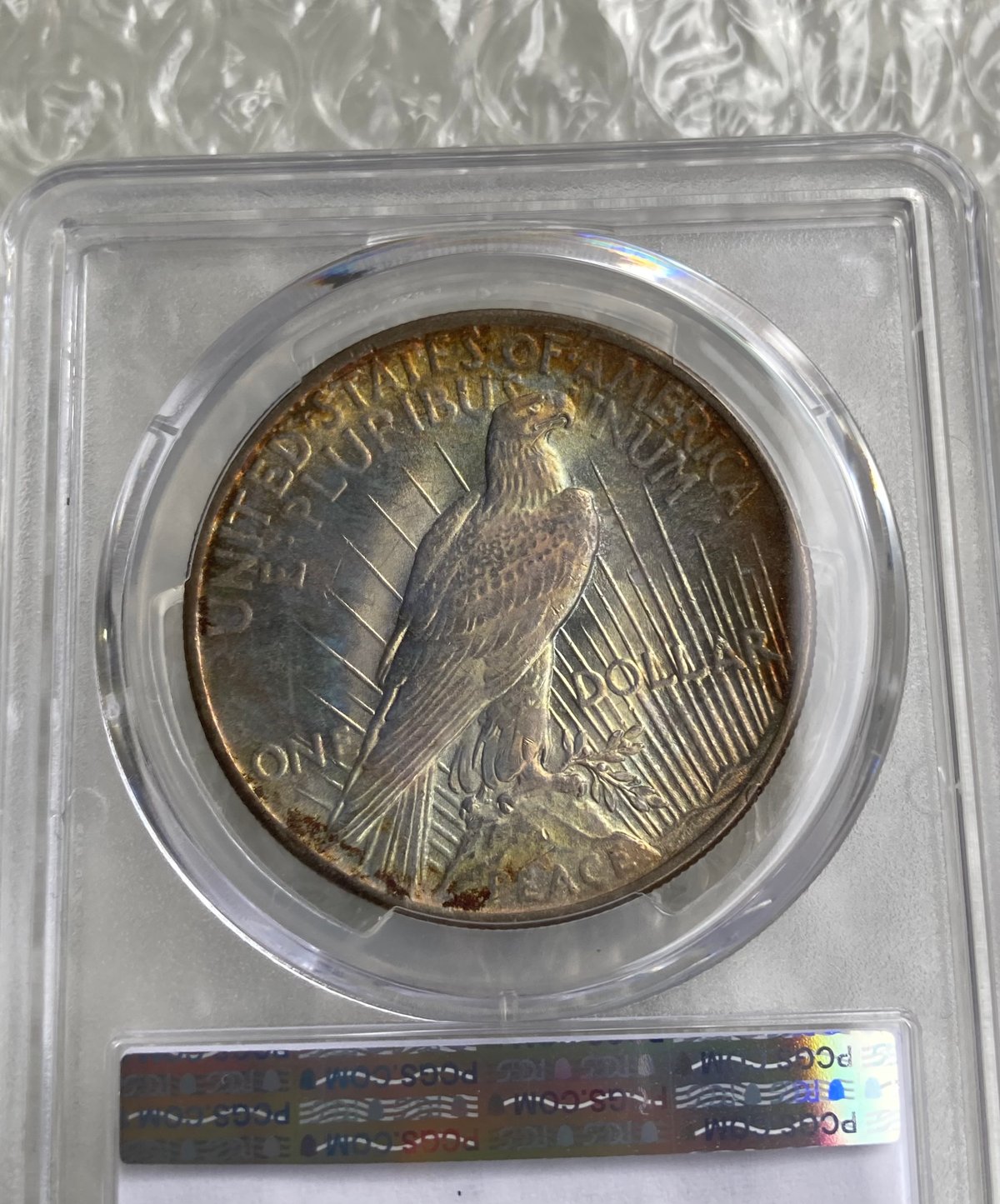 鮮やかなレインボートーン・両面 PCGS鑑定MS64 1925年 ピースダラー