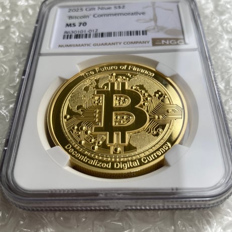最高鑑定MS70 Gilt版 ビットコイン モチーフ 2025年 ニウエ国 2ドル 1オンス銀貨 シルバー プルーフコイン 暗号資産 暗号通貨 Bitcoin
