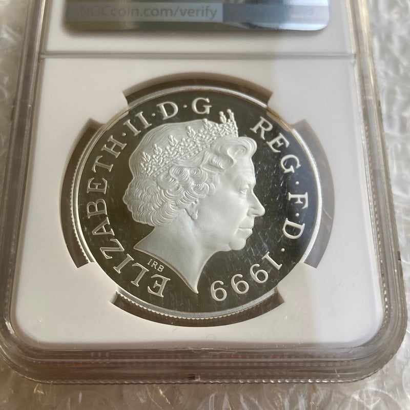 NGC鑑定PF69UC 1999年 イギリス ダイアナ妃追悼祈念 5ポンド銀貨