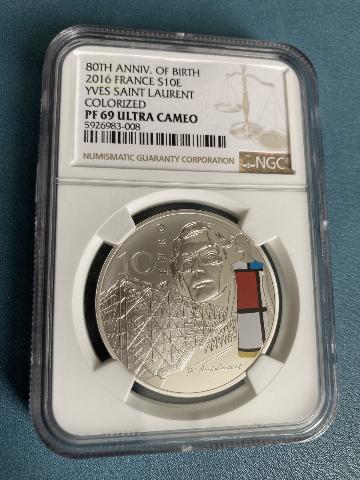 イヴ・サンローラン 生誕80周年記念銀貨 2016年 フランス造幣局 10