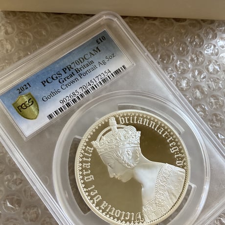 ※世界で1枚 【PCGS70鑑定】5オンス銀貨 ロイヤルミント版 ゴチッククラウン ヴィクトリア女王 ポートレート シルバープルーフコイン ゴシック Royal Mint GOTHIC CROWN