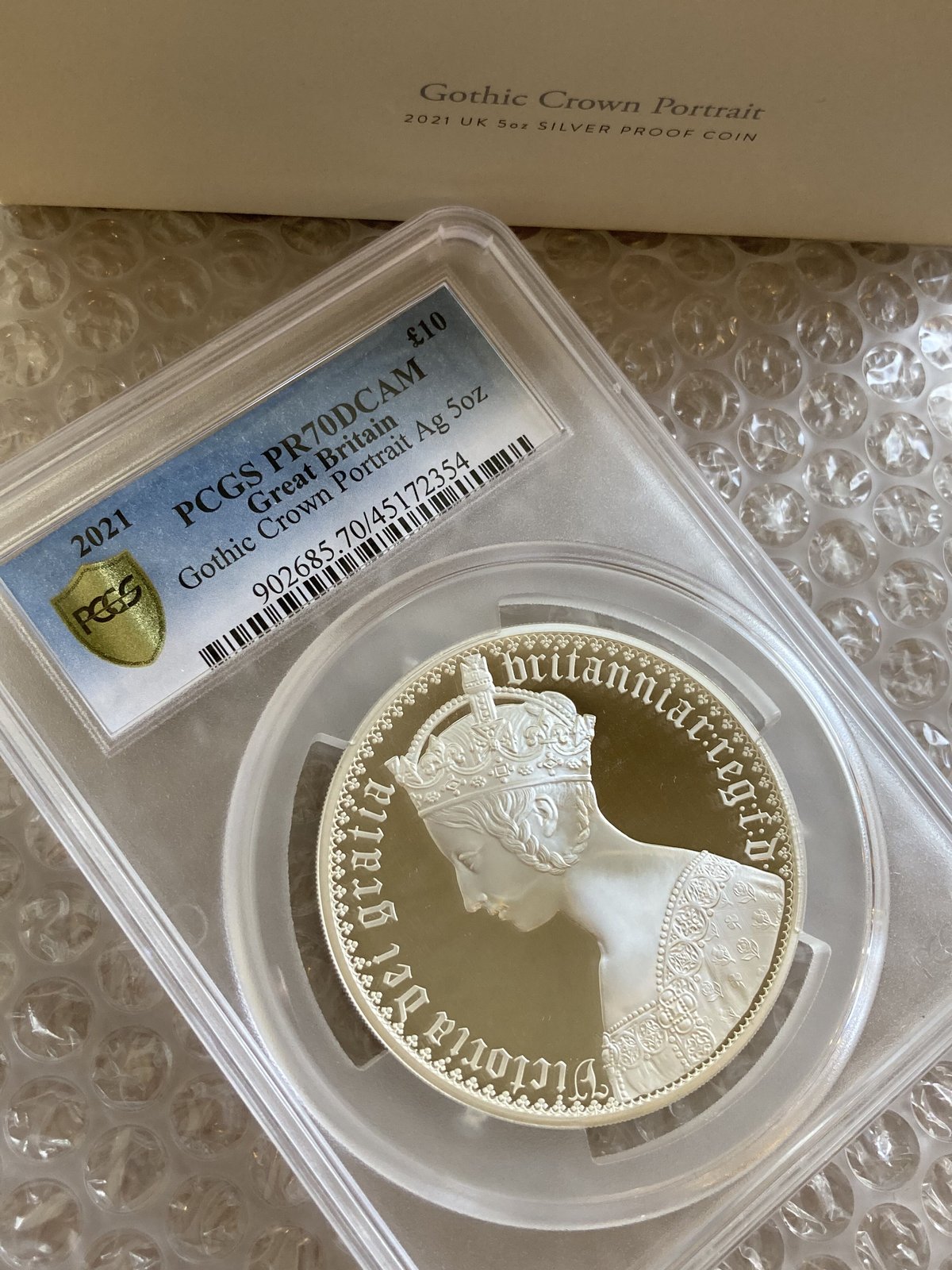 世界で1枚 【PCGS70鑑定】5オンス銀貨 ロイヤルミント版