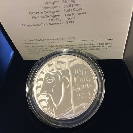 【ピエフォー版】英国 2017 キングクヌート 戴冠1000周年 5ポンド銀貨・プルーフコイン イギリス ロイヤルミント シルバー 箱ケースあり