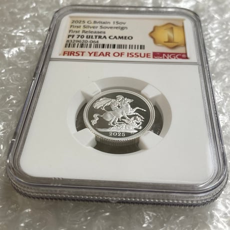 NGC鑑定PF70+FR ロイヤルミント 2025年 ソブリン銀貨 ピストルッチ 聖ジョージの竜退治 シルバープルーフコイン Royal Mint Sovereign