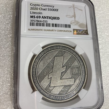 【NGC鑑定MS69】 Litecoin ライトコイン アンティーク版 チャド共和国 CFAフラン 1オンス銀貨 シルバーコイン 暗号資産 暗号通貨 仮想通貨 クリプトアセット ビットコイン