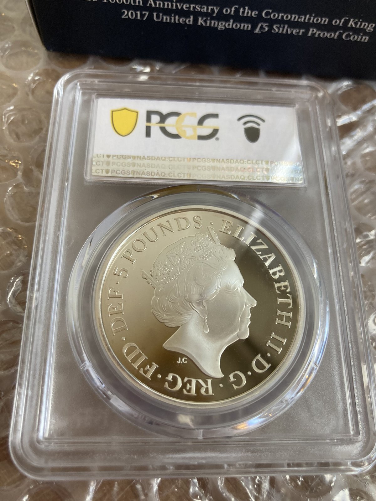 英国 2017年 クヌート1世戴冠1000周年 5ポンド銀貨 プルーフ 世界で9枚 【PCGS70鑑定】2017年 キングクヌート 戴冠1000周年 5
