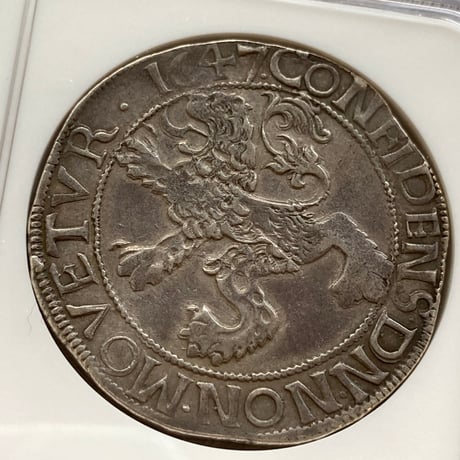 NGC鑑定AU55 1647年 オランダ ユトレヒト騎士像 ライオンダラー 1ドル アンティークコイン 銀貨 シルバーコイン ネザーランド