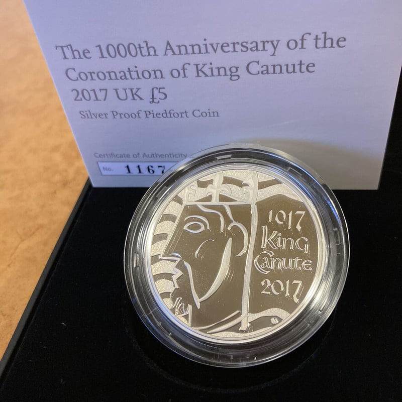 美品 【ピエフォー版】2017 キングクヌート 戴冠1000周年 5ポンド銀貨 