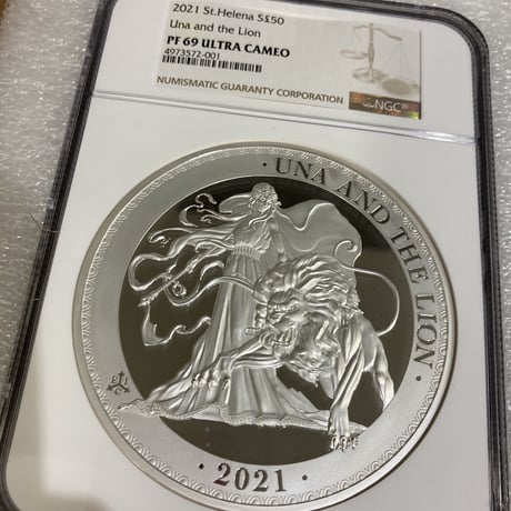 【NGC69鑑定】 1kg銀貨・発行50枚 ウナとライオン 2021年 セントヘレナ 1キログラム £50銀貨 シルバー プルーフコイン UnaLion