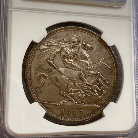 【NGC鑑定AU58】1887年 クラウン銀貨 ヴィクトリア女王 ジュビリーヘッド シルバー アンティークコイン イギリス 英国 ハーフクラウンではない Jubilee Head Crown