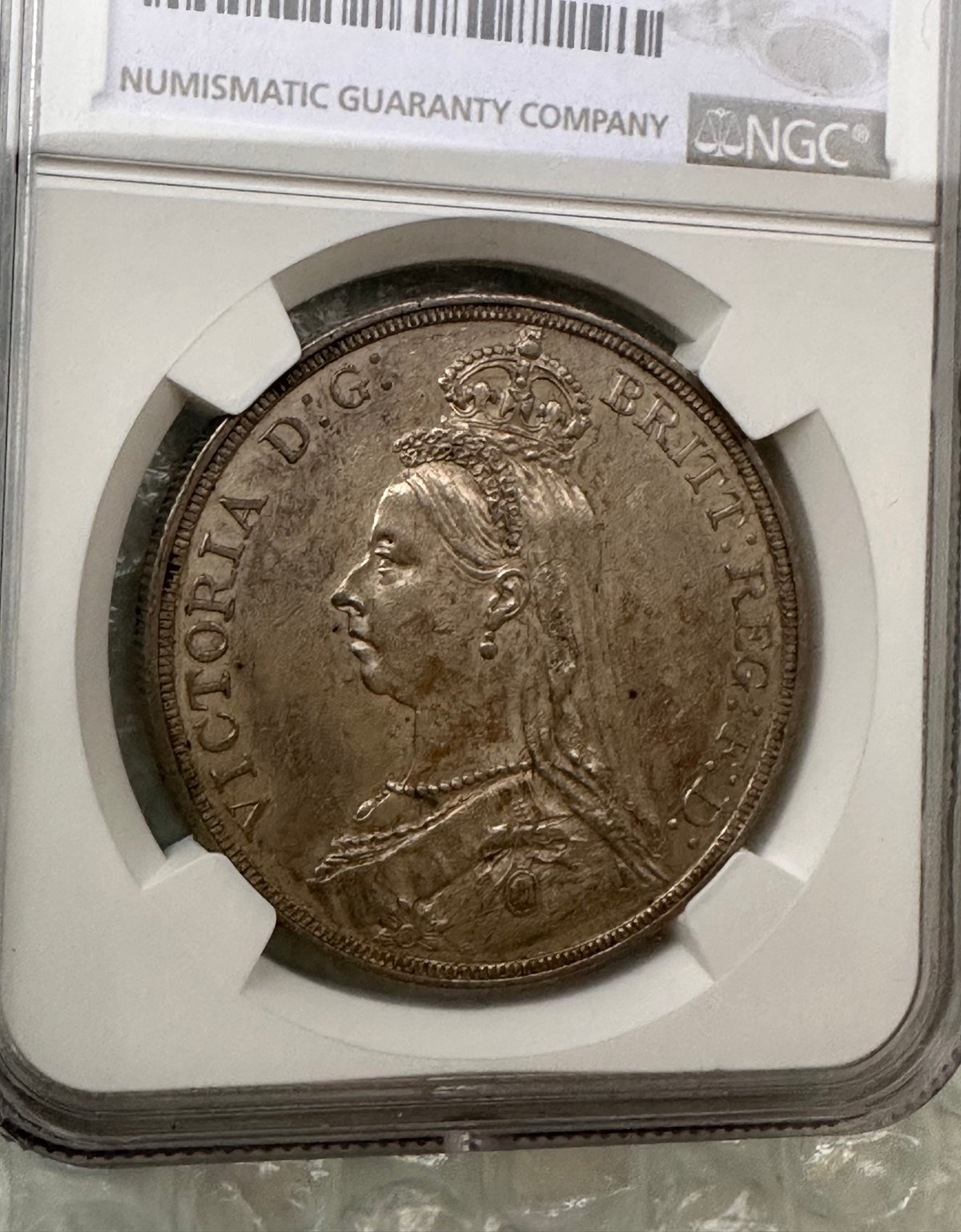 NGC鑑定AU58 ジュビリーヘッド 1887年 クラウン銀貨 NGC鑑定AU58 ジュビリーヘッド 1887年 クラウン銀貨