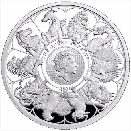 2oz Completer版 2021 クイーンズビースト 2オンス 5ポンド銀貨 プルーフコイン シルバー Royal Mint QUEEN'S BEASTS Silver coin