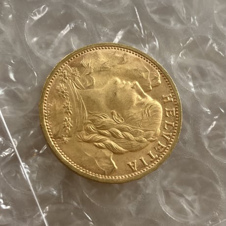 美品・未鑑定品 1935年LB スイス 20フラン金貨 ゴールド アルプスの少女 ブレネリ アルプス山脈と少女図 アンティークコイン