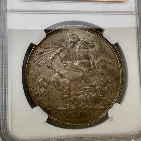NGC鑑定MS62 クラウン銀貨 ヴィクトリア女王 1893年 ヴェールヘッド シルバー アンティークコイン イギリス 英国 ハーフではない