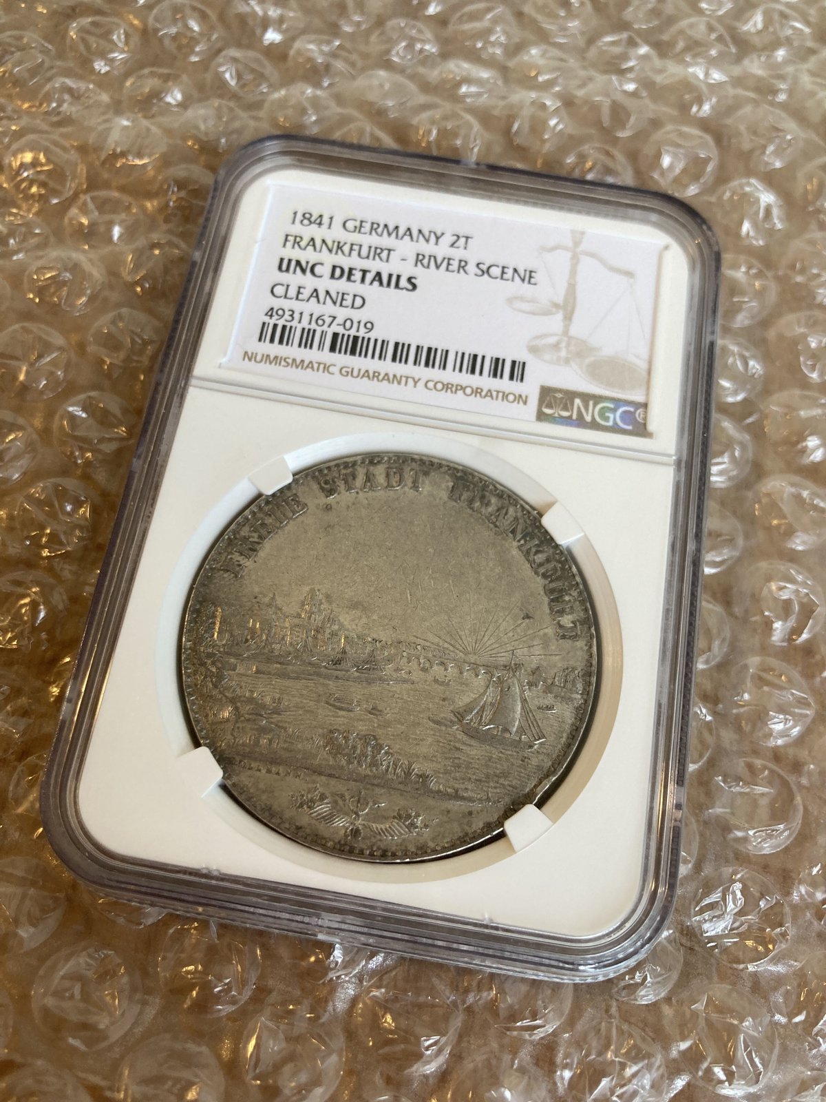 NGC鑑定UNC】都市景観 ドイツ フランクフルト 1841年 2ターラー