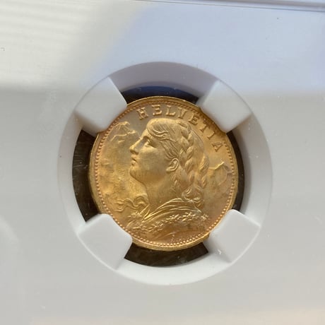 1935年LB スイス 20フラン金貨 ゴールド アルプスの少女 ブレネリ NGC鑑定MS64 アルプス山脈と少女図 アンティークコイン
