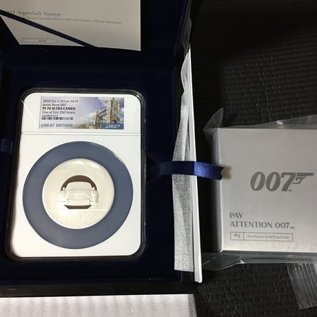 【NGC PF70UC】初期250枚 007 ジェームズ・ボンド 5オンス 10ポンド銀貨 プルーフコイン シルバー 2020年 英国 イギリスロイヤルミント royal mint