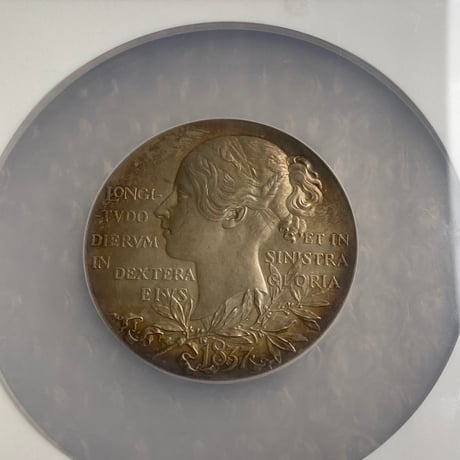 【NGC鑑定MS64】1897年 ヴィクトリア女王 ダイヤモンドジュビリー 銀 アンティーク シルバーメダル 55mm ヤングヘッド Victoria ×銀貨・コイン