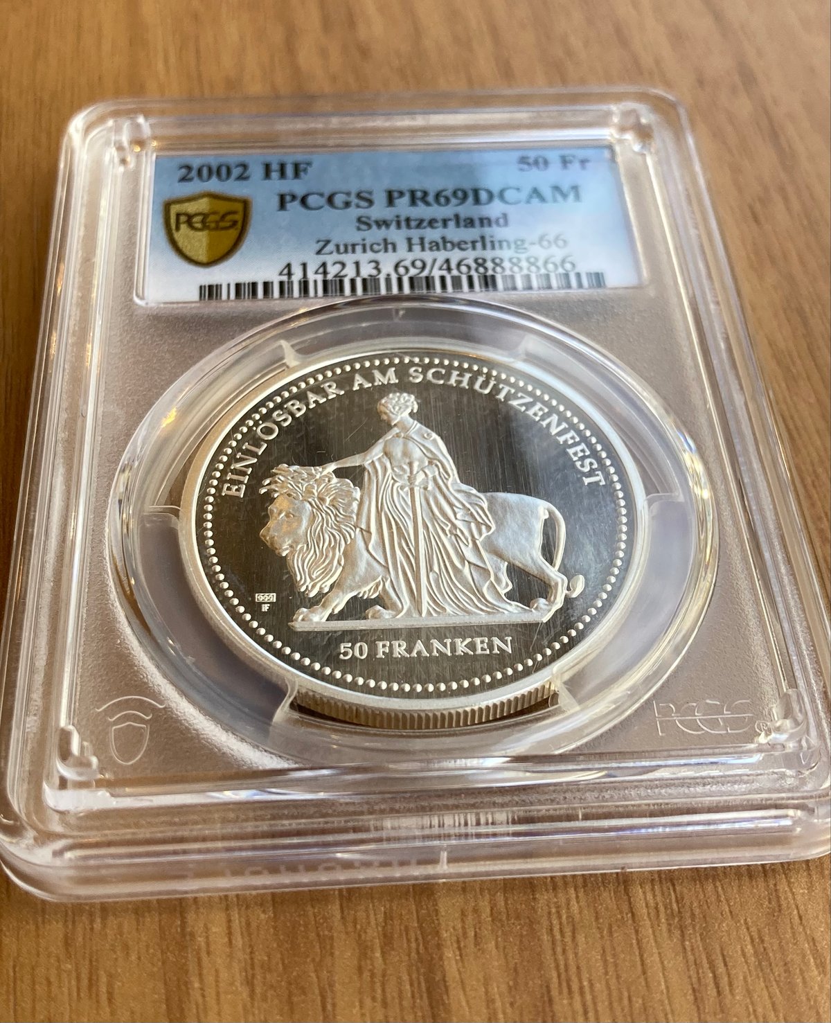 PCGS鑑定PR69】スイス チューリッヒ射撃祭2002年 ウナとライオン 50