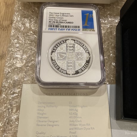 【NGC70鑑定+FDI】2オンス銀貨 ロイヤルミント版 ゴチッククラウン GOTHIC CROWN 2021 5ポンド シルバープルーフコイン ゴシック 2oz