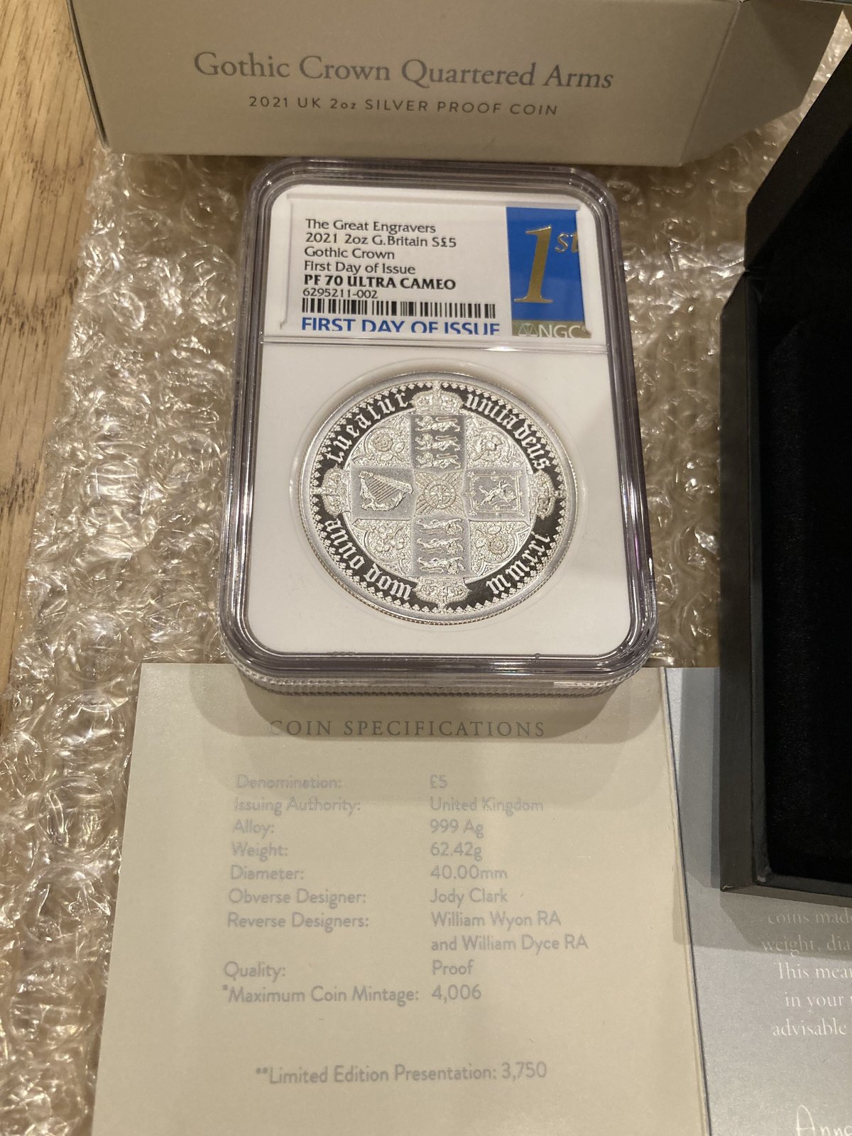 NGC70鑑定+FDI】2オンス銀貨 ロイヤルミント版 ゴチッククラウン