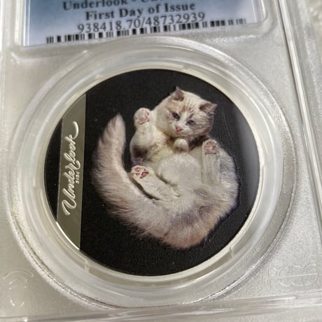 発行即日鑑定‼︎ PCGS鑑定PR70+FDI クック諸島 2024年 アンダールック・キャット ネコ 猫 銀貨 シルバー プルーフコイン 写真家 Andrius Burba Underlookcat