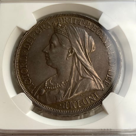 1893年LⅥ クラウン銀貨 ヴィクトリア女王 ヴェールヘッド NGC鑑定AU 英国 イギリス シルバーコイン アンティークコイン Victoria Crown