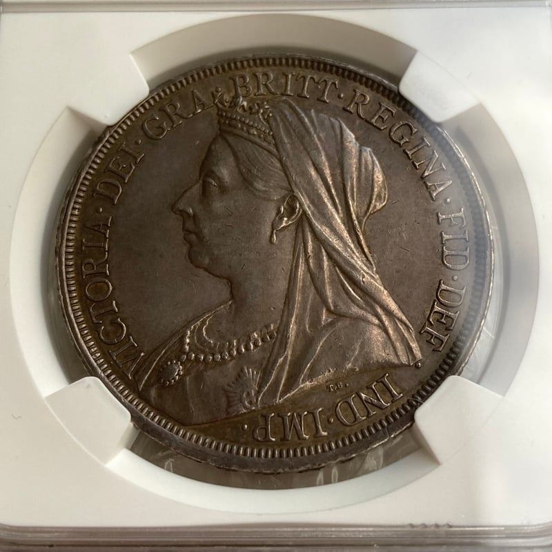 1893年LⅥ クラウン銀貨 ヴィクトリア女王 ヴェールヘッド NGC鑑定AU 1893年LⅥ クラウン銀貨 ヴィクトリア女王 ヴェールヘッド NGC鑑定AU