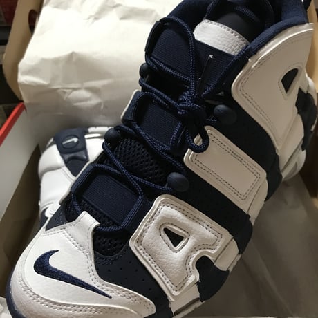 【新品】2020年度版 ナイキ エアモアアップテンポ モアテン オリンピックカラー 白青 ホワイト ネイビー NIKE AIR MORE UPTEMPO