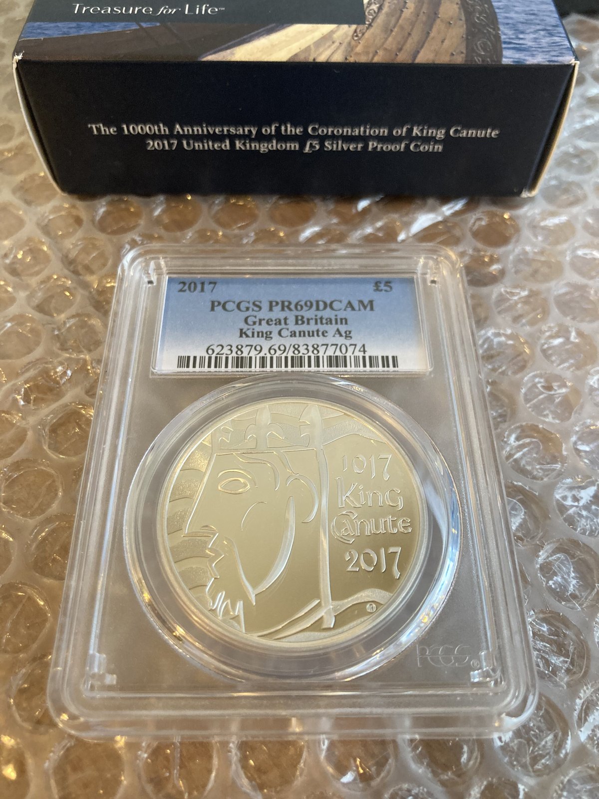 【PCGS・PR69DCAM】2017 キングクヌート 戴冠1000周年 5ポンド銀貨 シルバー プルーフコイン イギリス 英国 ロイヤルミント  カヌート king canute