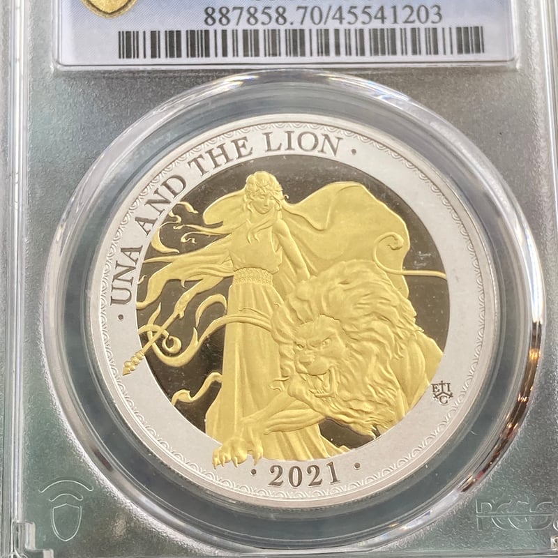 世界で4枚 【PCGS鑑定PR70】Gilt・GOLD PLATE版 ウナとライオン 202