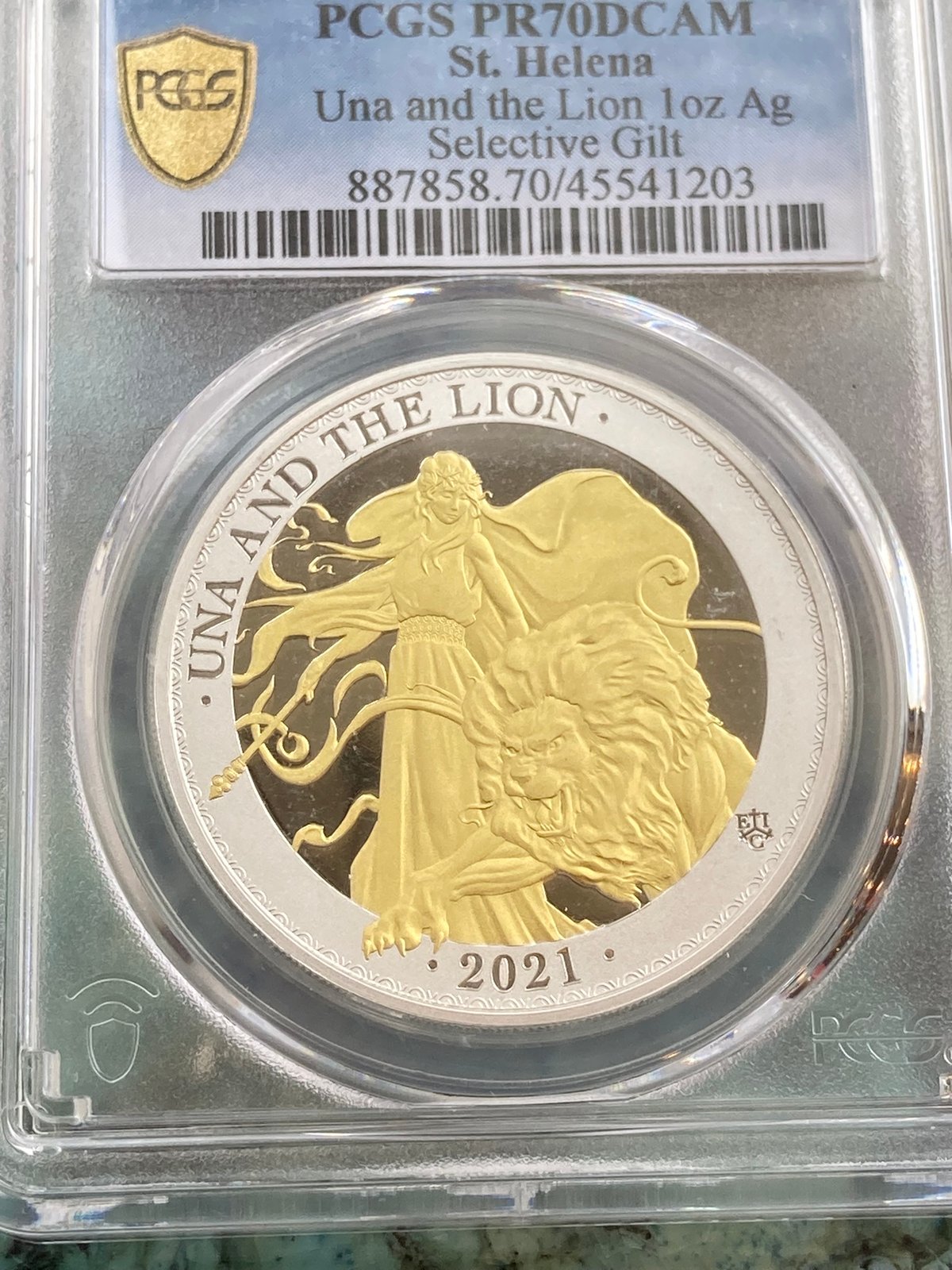 2023 ウナとライオン 1oz £1ゴールドプレート銀貨 NGCPF70UC②