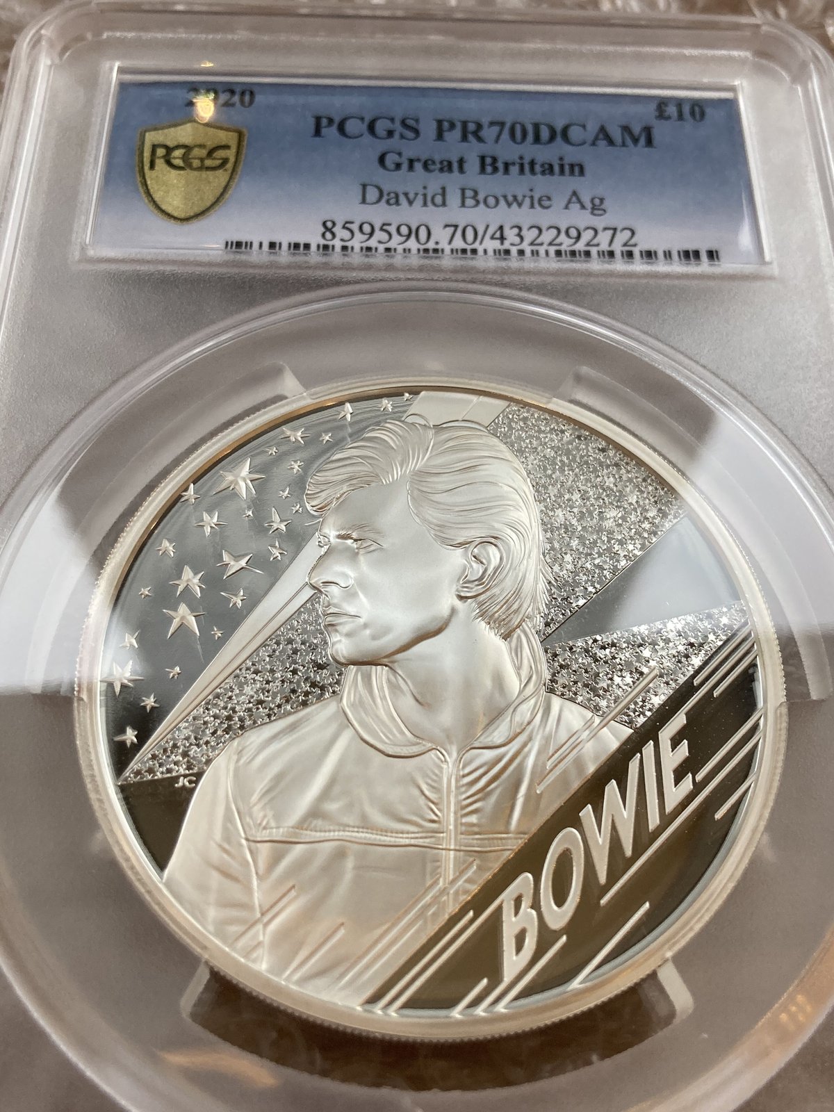 PCGS70鑑定・世界でわずか3枚】デビッドボウイ 5オンス銀貨