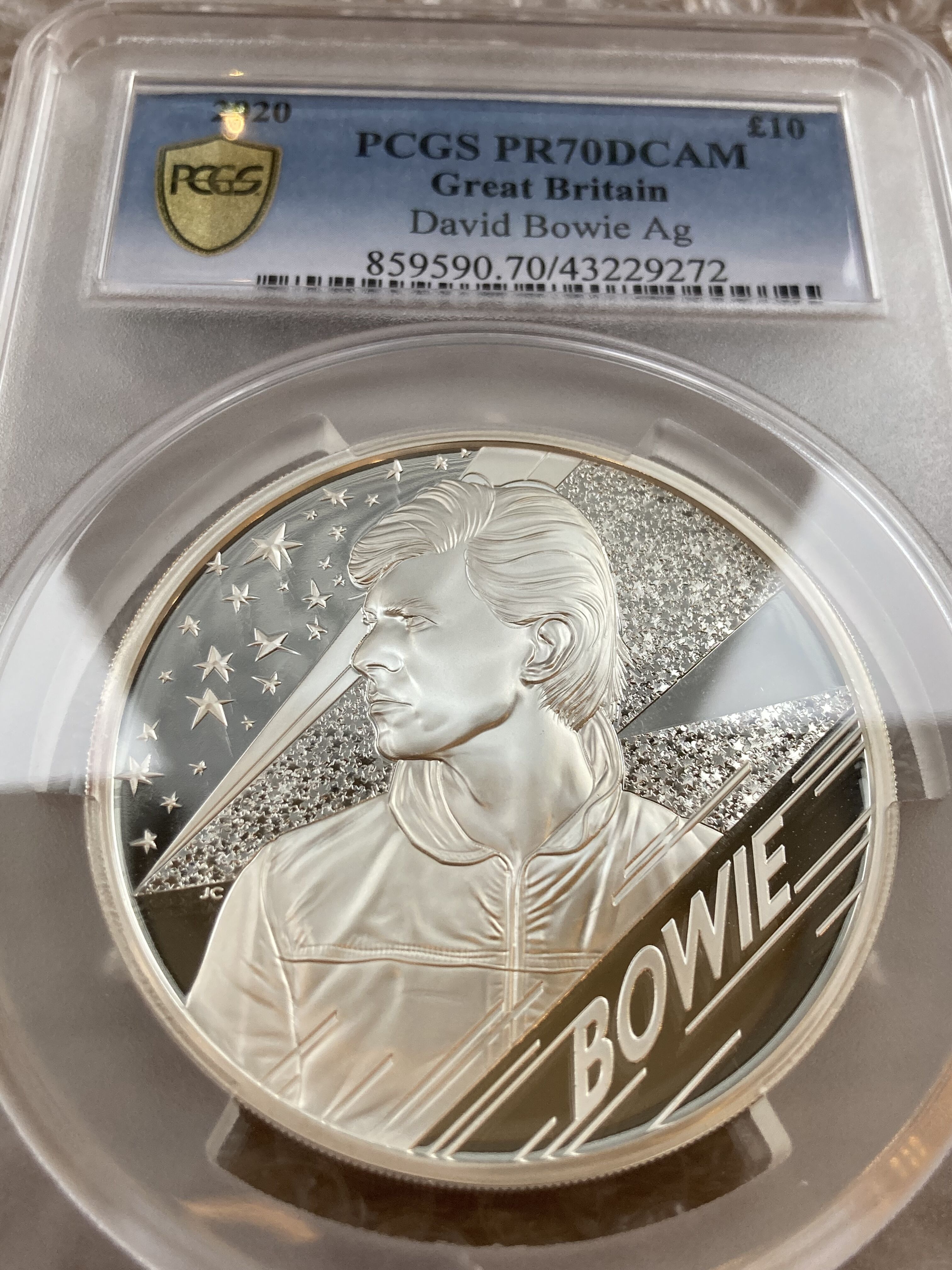 PCGS70鑑定・世界でわずか3枚】デビッドボウイ 5オンス銀貨 シルバー