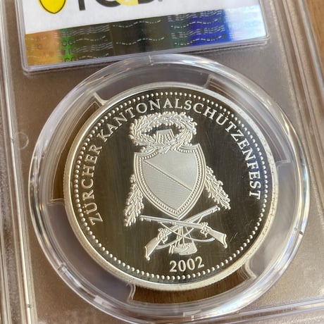 【PCGS鑑定PR69】スイス チューリッヒ射撃祭2002年 ウナとライオン 50フラン銀貨 シルバープルーフコイン Una Lion