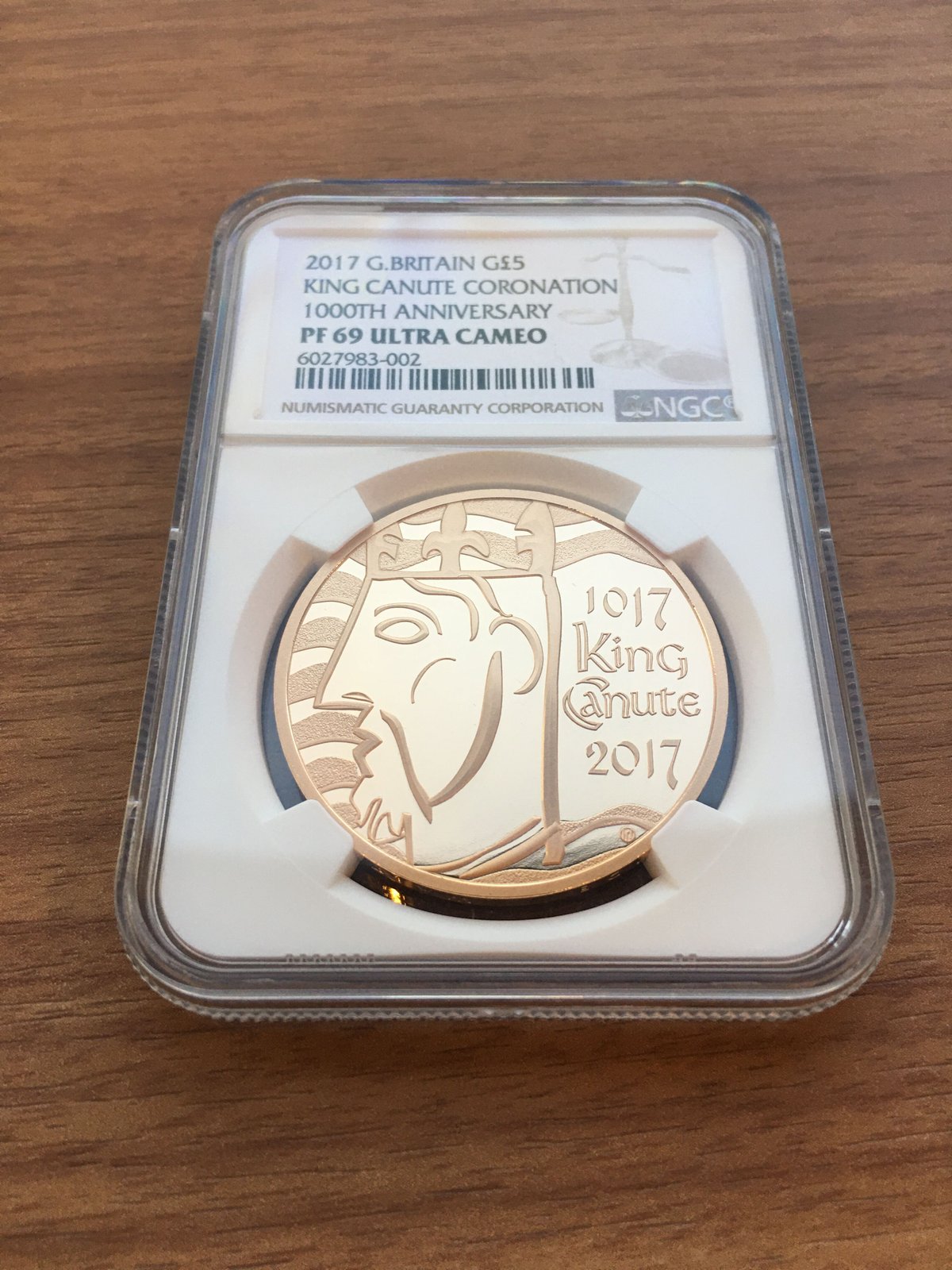 2017年 イギリス キング クヌート 1世 5ポンド 銀貨 NGC PF69 NGC・PF69UC】2017 キングクヌート 戴冠1000周年 5ポンド金貨 ゴールド