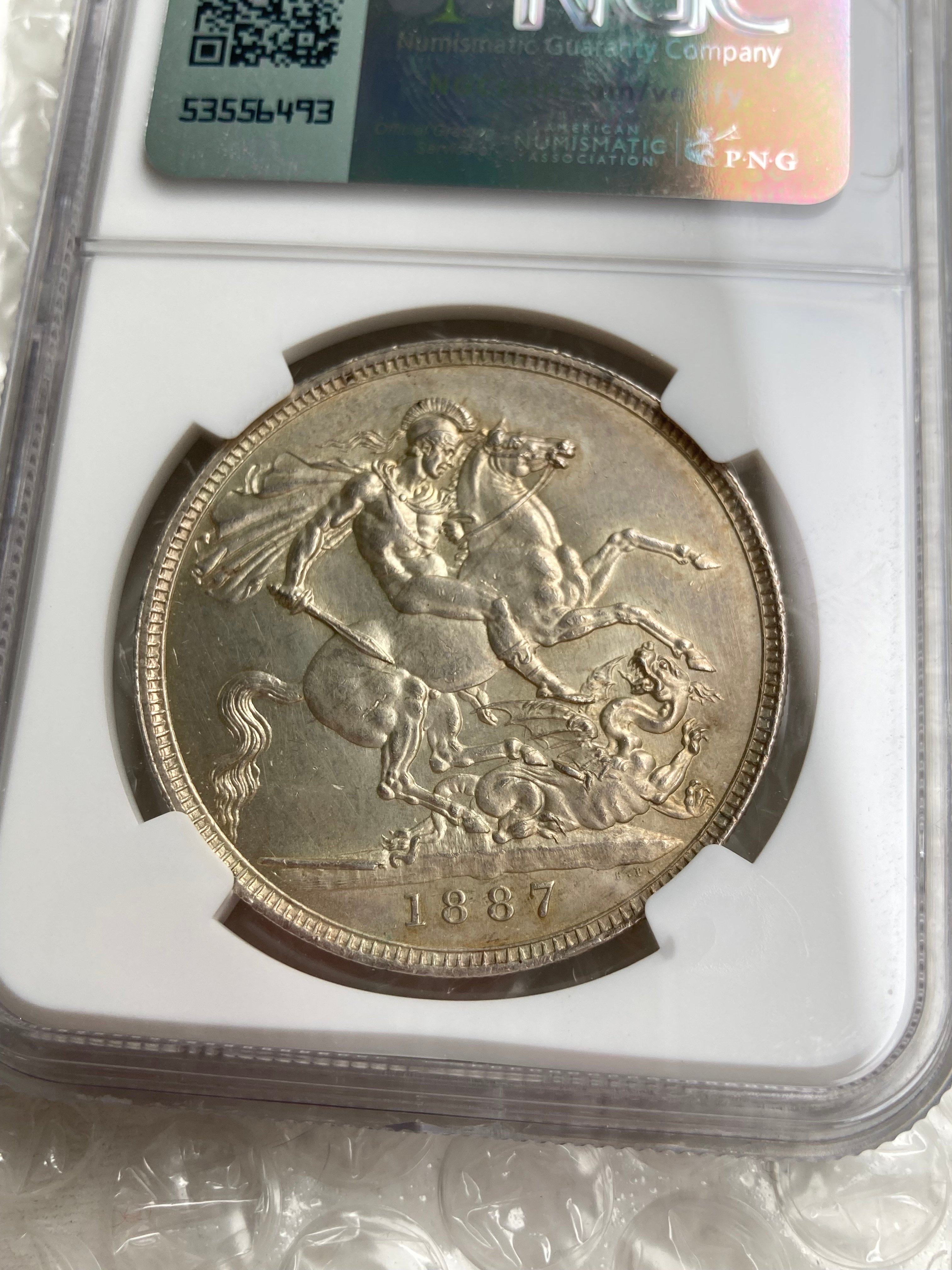 NGC鑑定MS62 ジュビリーヘッド 1887年 クラウン銀貨 ヴィクトリア女王