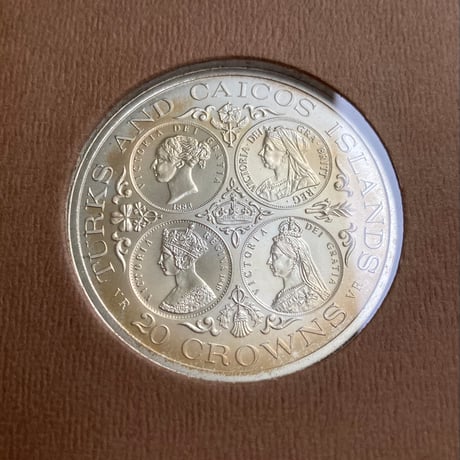 1976年 タークス・カイコス諸島 イギリス領 ヴィクトリア女王 20クラウン銀貨 シルバーコイン 裏面エリザベス女王 冊子