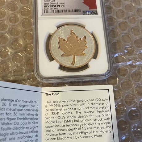 【NGC70鑑定・発行即日鑑定】カナダ メイプルリーフ銀貨 2022年 特殊打刻シルバーコイン 20ドル カナディアンミント