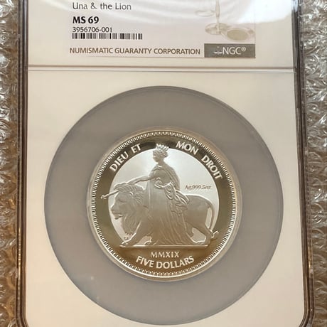 【NGC鑑定MS69】 5オンス ウナとライオン 2019 イギリス領 ヴァージン諸島 5ドル銀貨 5oz シルバーコイン 英国 BVI Una Lion BU版