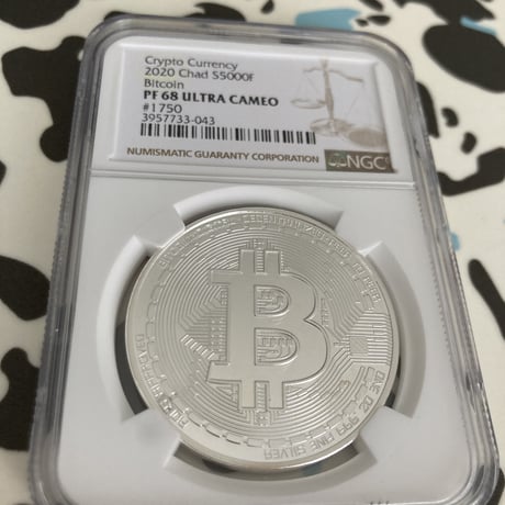 【NGC鑑定PF68】 ビットコイン チャド共和国 CFAフラン 1オンス銀貨 プルーフ版 シルバーコイン暗号資産 暗号通貨 仮想通貨 クリプトアセット Bitcoin