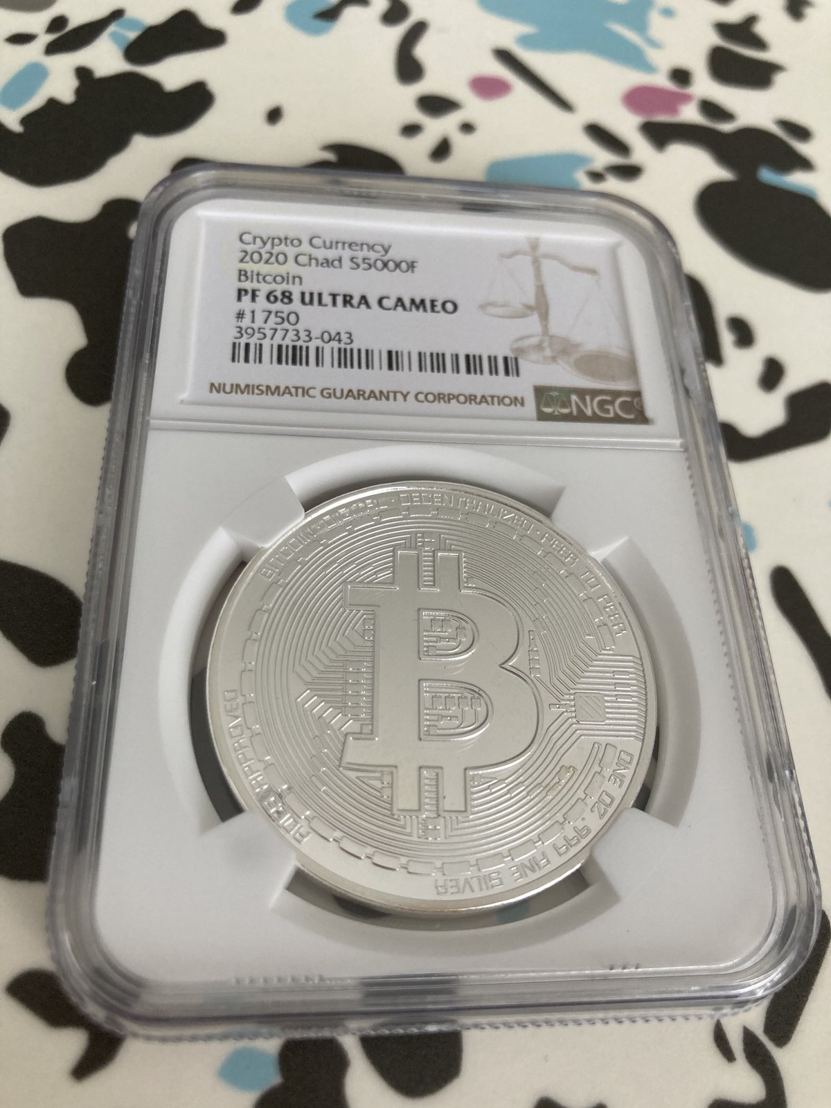 チャド 5000枚限定 記念硬貨 シリアル付 100フランCFA 辰年 ドラゴン NGC鑑定・PF68】ビットコイン チャド共和国 CFAフラン 1オンス