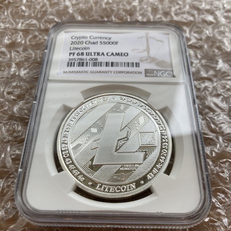 【NGC鑑定PF68】 Litecoin ライトコイン プルーフ版 チャド共和国 CFAフラン 1オンス銀貨 シルバーコイン 暗号資産 暗号通貨 仮想通貨 クリプトアセット ビットコイン