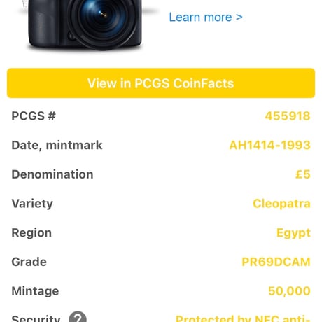 1993年 エジプト クレオパトラ 5ポンド銀貨 シルバー プルーフコイン PCGS鑑定PR69DCAM Egypt Cleopatra