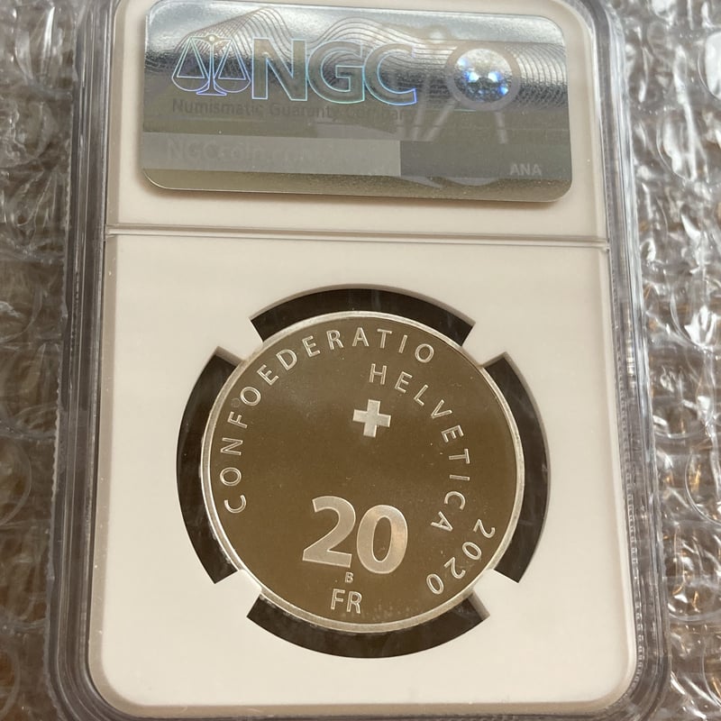 NGC鑑定MS69 ロジャーフェデラー 20フラン銀貨 シルバーコイン