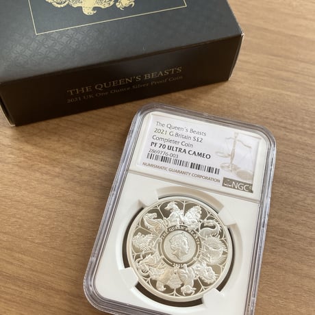 【NGC70鑑定】コンプリーター・最終版 クイーンズビースト 1オンス 2ポンド銀貨 ロイヤルミント シルバープルーフコイン QUEEN'S BEASTS COMPLETER PF70UC