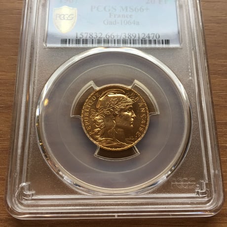 【PCGS MS66+】フランス 1907年 20フラン ルースター金貨 コイン ゴールド 聖マリアンヌ 1907 FRANCE G20F