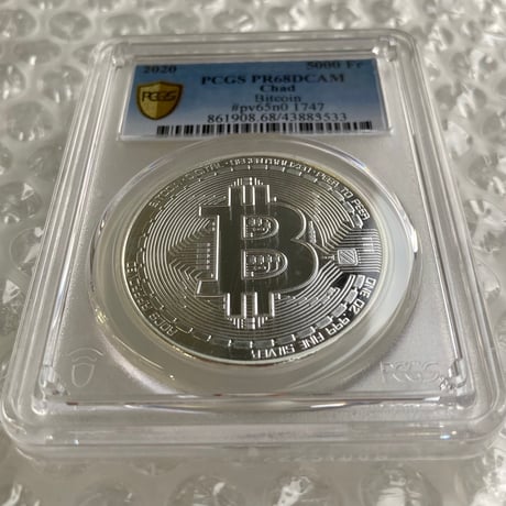 【PCGS鑑定最高鑑定・PR68】 ビットコイン チャド共和国 CFAフラン プルーフ版 1オンス銀貨 シルバー クリプトコイン 暗号資産 暗号通貨 仮想通貨 Bitcoin