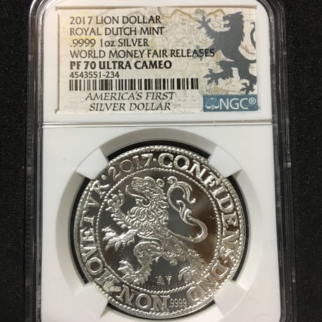 【最高品位：NGC PF70 ULTRA CAMEO】 2017 Lion Dollar ライオンダラー オランダ ロイヤルダッチ 銀貨 アンティークコイン ホワイト 白