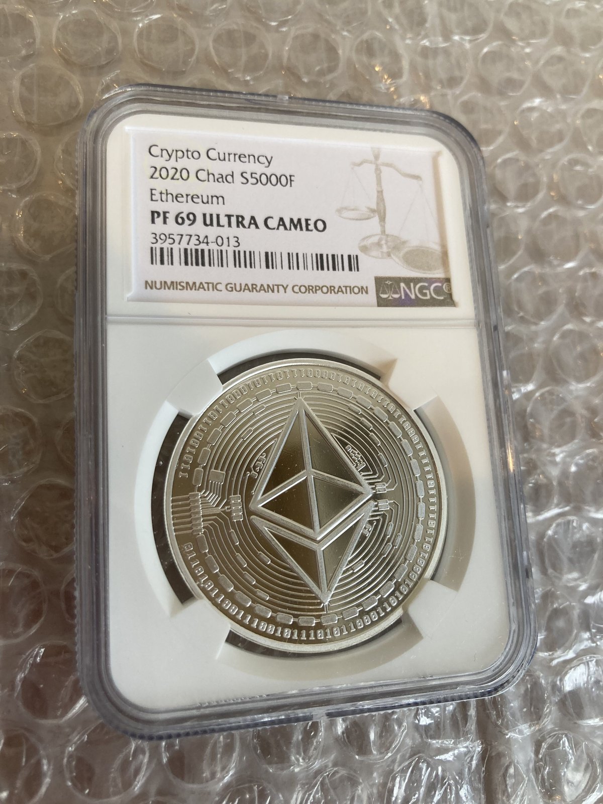 NGC69】イーサリアム チャド共和国 CFAフラン 1オンス 銀貨 プルーフ版 シルバーコ...